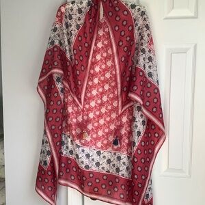 Johnny Was 100% silk scarf with tassels PRETTY